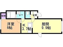 フルハウス八軒 1LDKの間取図画像