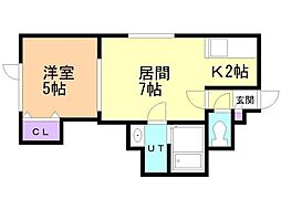 プリマヴェーラ 1LDKの間取図画像