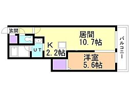 ピオネロ琴似 1LDKの間取図画像