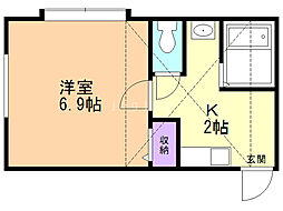 ラフィネ 1Kの間取図画像