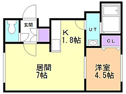 パークウエスト 1LDKの間取図画像