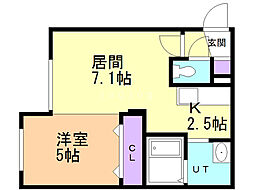 レグルス手稲 1LDKの間取図画像