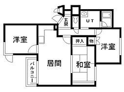 ルヮズィール・山の手B棟 3LDKの間取図画像