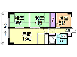 高伸ハイツ 3LDKの間取図画像