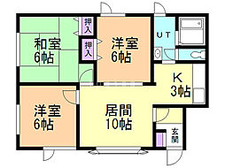 グーテハイム2 3LDKの間取図画像