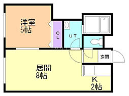 アウルの杜宮の沢 1LDKの間取図画像