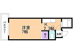 ドミニオン・山の手 1Kの間取図画像