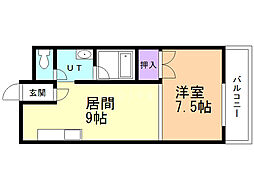 琴似1・6マンション 1LDKの間取図画像