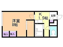 レオパレスW.West 1Kの間取図画像