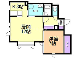 クレール西宮の沢 1LDKの間取図画像