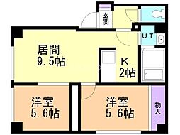 グリーンハイツマコ 2LDKの間取図画像