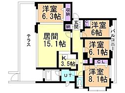 ジェルム西町 4LDKの間取図画像