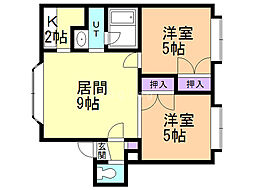 フォーサイトウエスト 2LDKの間取図画像