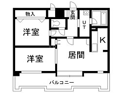 ライトリバー参番館 2LDKの間取図画像