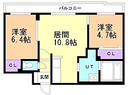 パーク農試館 2LDKの間取図画像