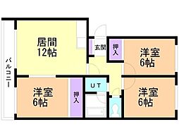 アステル西野 3LDKの間取図画像