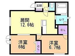 ヒルトップ銭函 2LDKの間取図画像