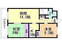 サンハイツ丸果 2LDKの間取図画像