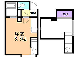 クルーズハウスヤマノテ ワンルームの間取図画像