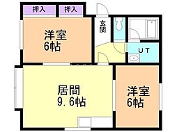 グローバル発寒B 2LDKの間取図画像
