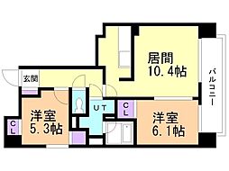 シャトー発寒 2LDKの間取図画像