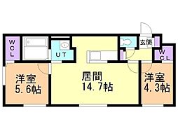ラ・メゾン宮の沢 2LDKの間取図画像