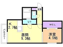 ソミュール大空公園 1LDKの間取図画像