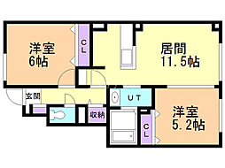 エトワール 2LDKの間取図画像