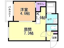 アートレータ発寒 1LDKの間取図画像