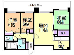ウエストヒルコート 3LDKの間取図画像