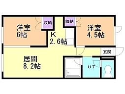 レラコート八軒 2LDKの間取図画像