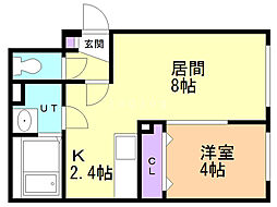 プルミエール二十四軒ウエスト 1LDKの間取図画像