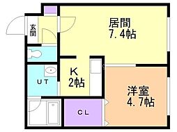 ブランノワール琴似St 1LDKの間取図画像