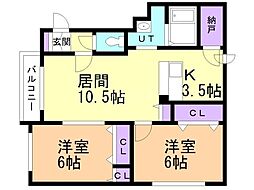 グラーベンコート 2LDKの間取図画像