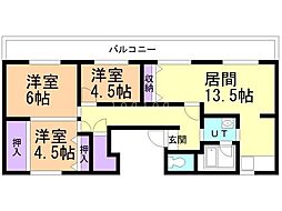 ビレッジハウス発寒2号棟 3LDKの間取図画像