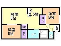 エトワール八軒 2LDKの間取図画像