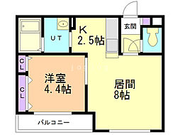 コムズ発寒 1LDKの間取図画像