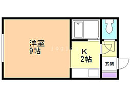 ドミールK 1Kの間取図画像