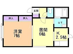 テイネハイツ 1LDKの間取図画像