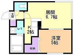 ケレス発寒 4階1LDKの間取り