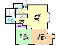 シティハウスホクシン西岡B棟 2LDKの間取図画像