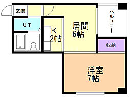 サンクレストケイアイ 1LDKの間取図画像