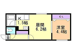 フラット南平岸 1DKの間取図画像