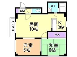 パレスマンション清田 2LDKの間取図画像