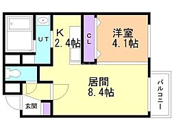 スパークル学園前 1LDKの間取図画像