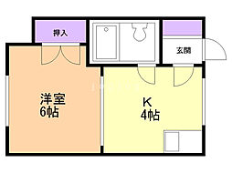 BLANDNESS1 1Kの間取図画像
