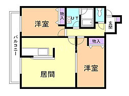 サンハイムフルール 2LDKの間取図画像