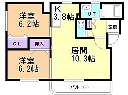 アトレ福住 2LDKの間取図画像
