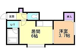 グリーンパーク月寒 1DKの間取図画像