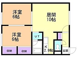 パレ・ド・フルサワ 2LDKの間取図画像